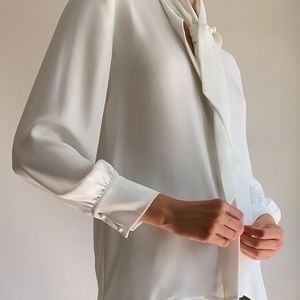Wilfred tie neck blouse, White